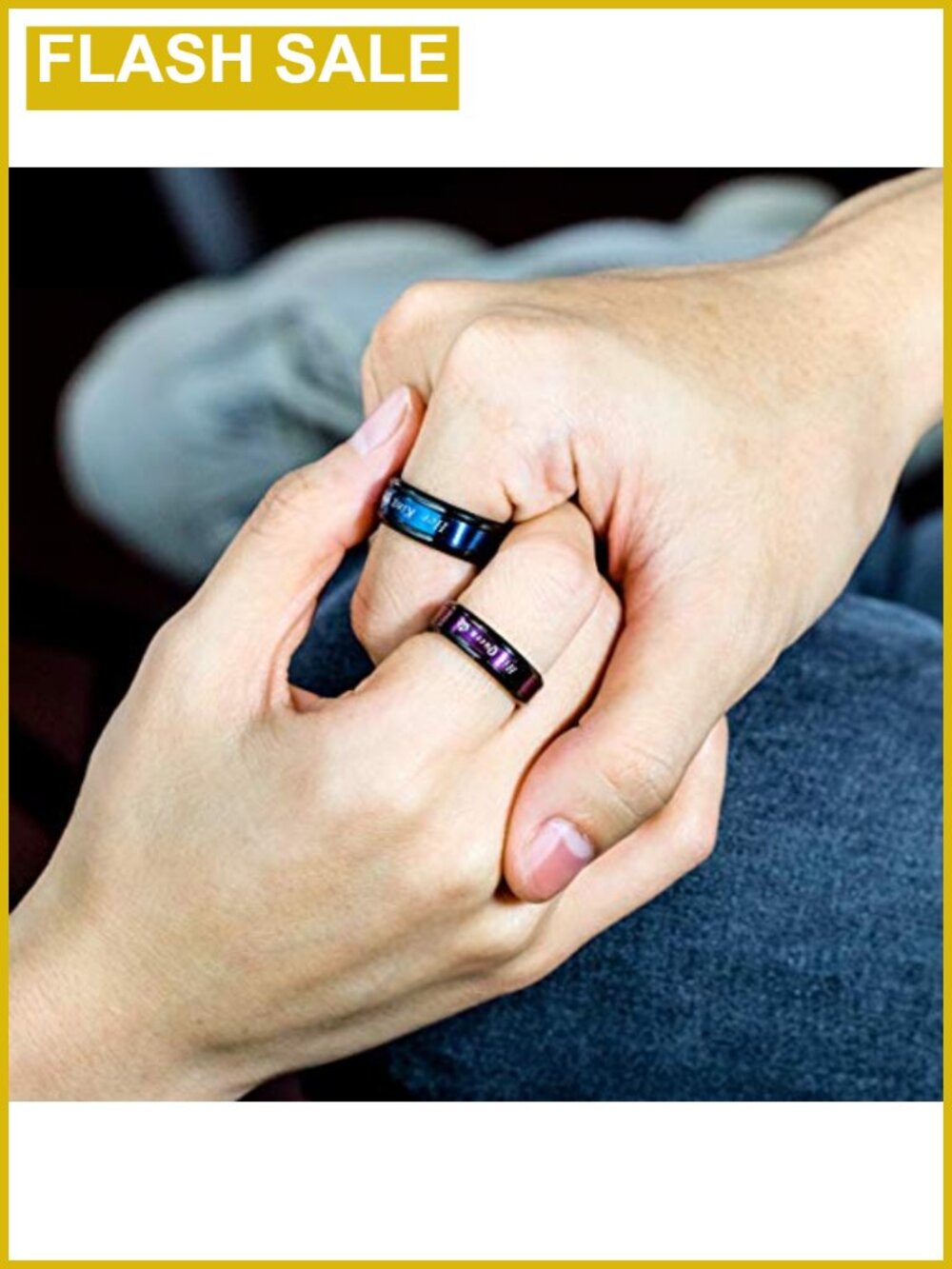 Matching King Queen Couple Ring Set Stainless Steel Wedding Engagement Band 2pcs - Picture 5 of 6